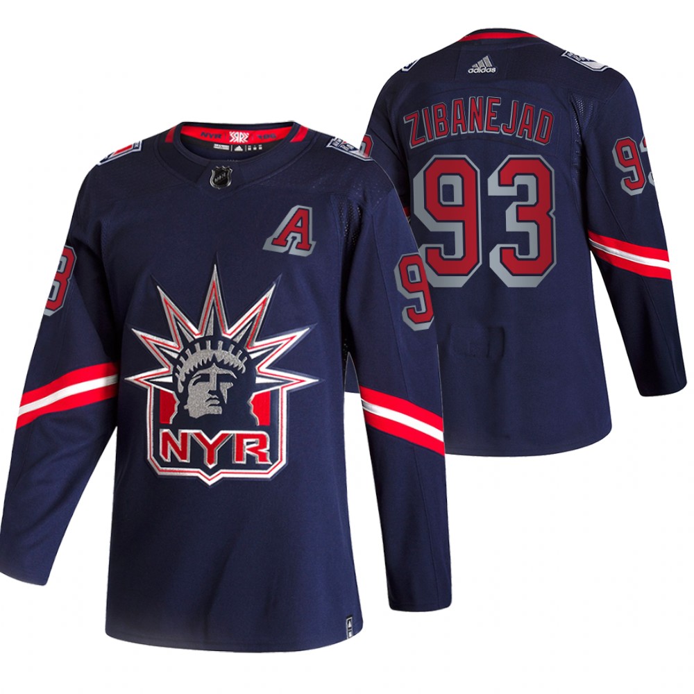 2021 Adidias New York Rangers 93 Mika Zibanejad Navy Men Reverse Retro Alternate NHL Jersey